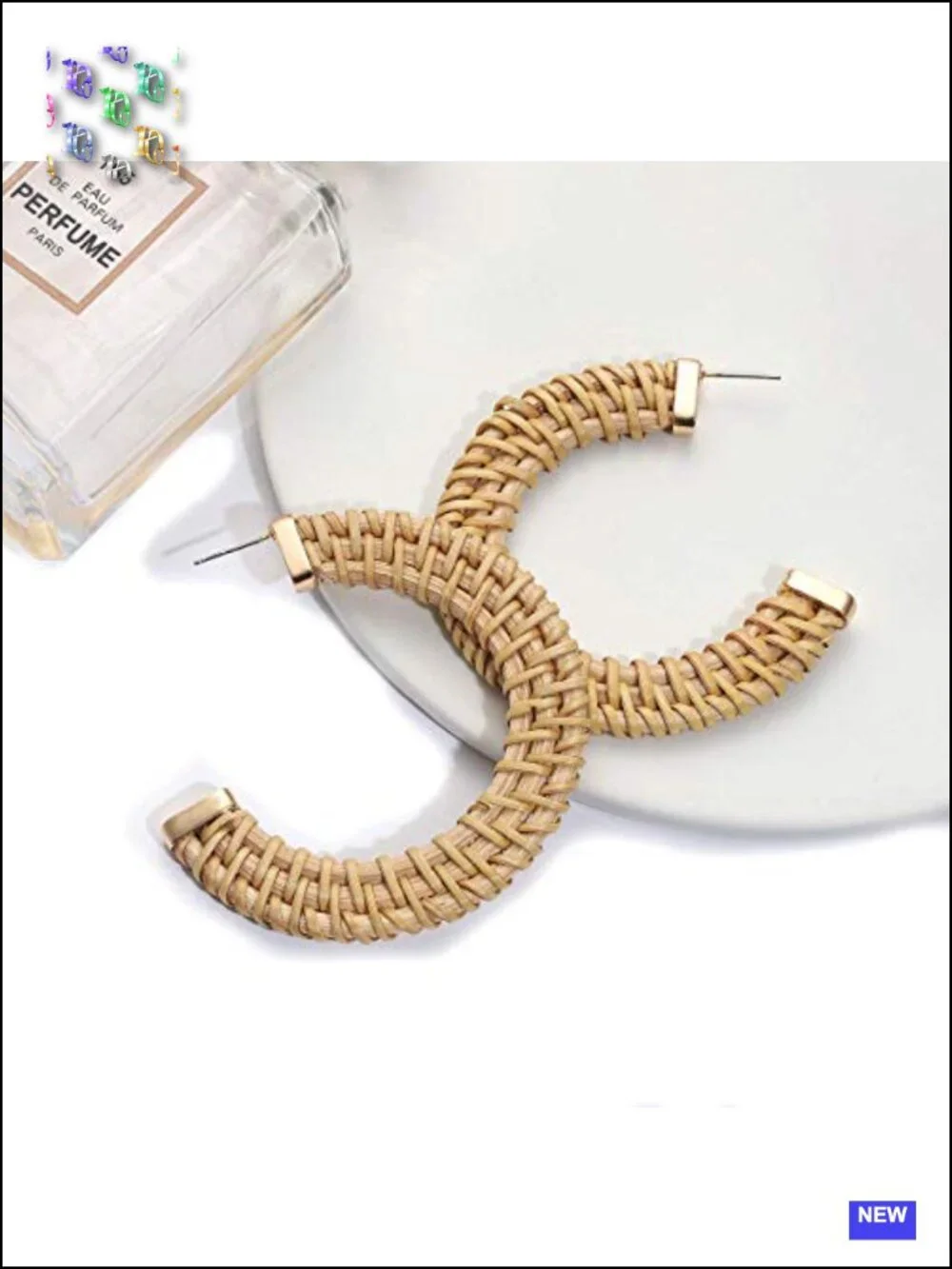 Handmade Straw Wicker Braid Drop Dangle Earrings Lightweight Geometric